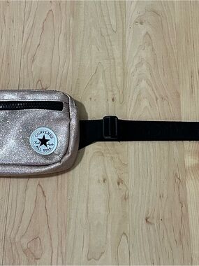 Converse Rose Gold Glitter Belt Bag with Black Strap